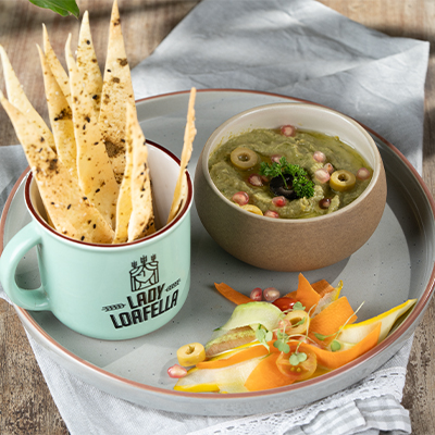 DIPS & CHIPS WITH PICKLED CHILLI HUMMUS